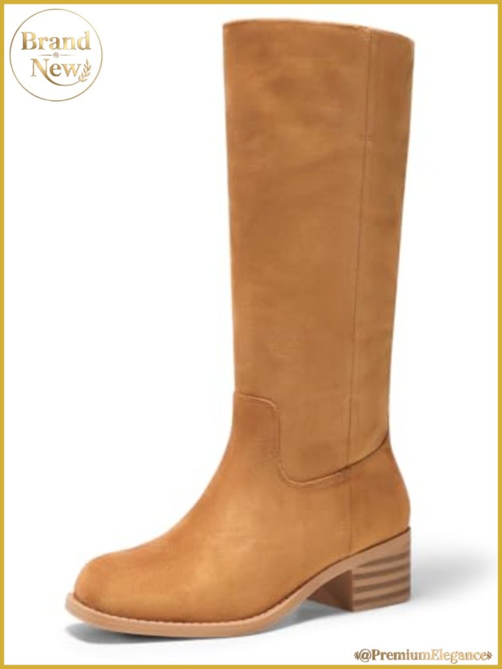 Women's Knee High Boots Square Toe Chunky Block Heel Tall Boots Comfortable Low